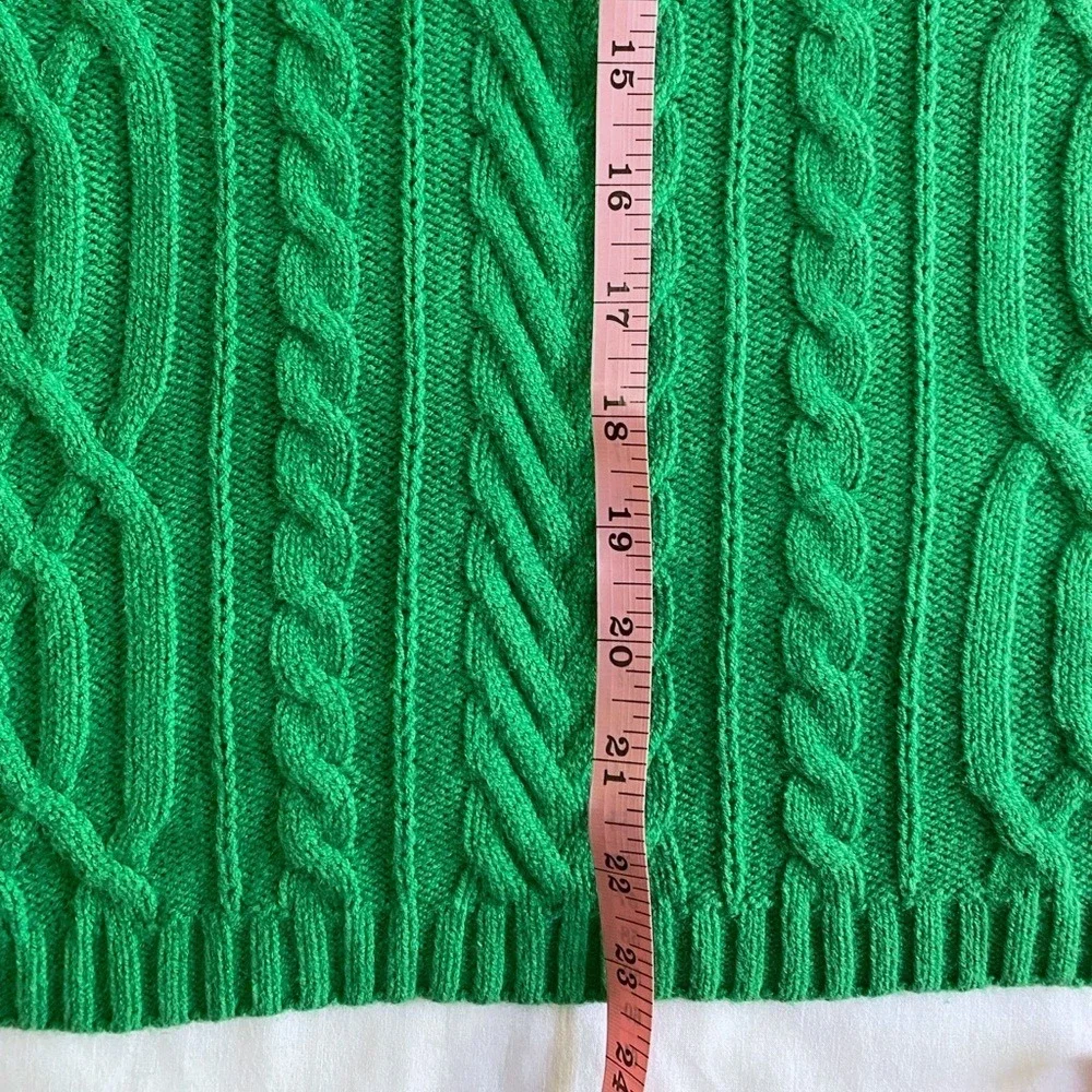 j. jill Meadow Green Cotton Blend Oversized Collared Cable‎ Knit Sweater XS